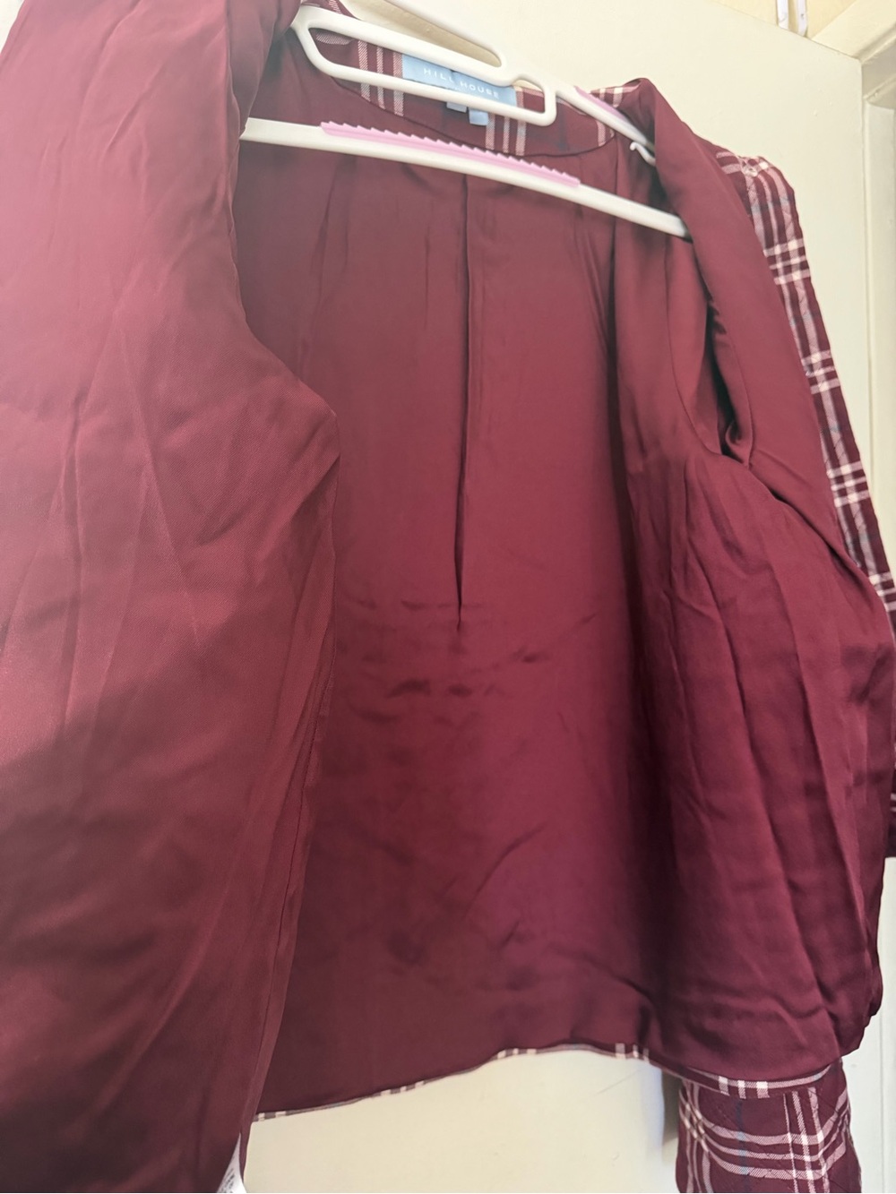 Hill House Home Burgundy Plaid Quilted Jacket Peter Pan Collar Size M - Picture 10 of 12